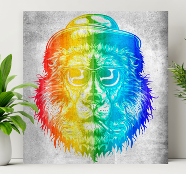 Levendig leeuwenportret Canvas schilderij dieren - TenStickers
