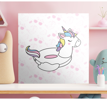 Met roze zonnebril Canvas schilderij eenhoorn - TenStickers