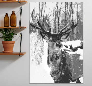 Monochroom hertenportret Canvas schilderij herten - TenStickers