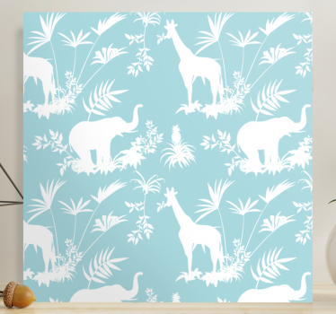 Olifant en giraffe Canvas schilderij olifanten - TenStickers