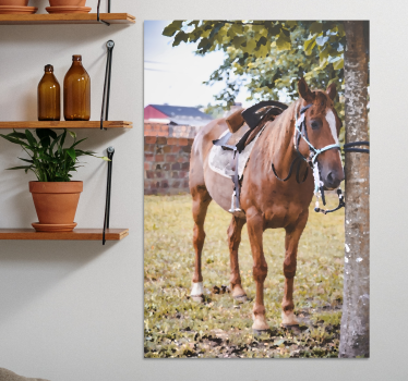Paarden schilderij op canvas elegant bruin paard - TenStickers