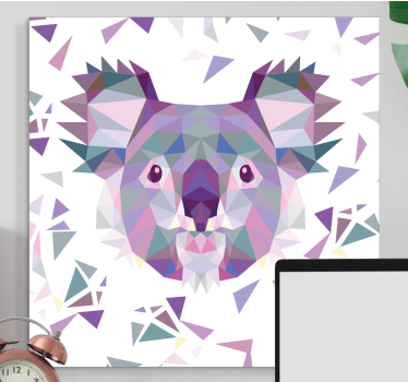 Paarden schilderij op canvas geometrisch koala gezicht - TenStickers