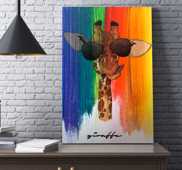 Paarden schilderij op canvas giraffe met zonnebril - TenStickers