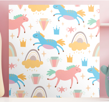 Paarden schilderij op canvas kleurrijke eenhoorns galopperen - TenStickers