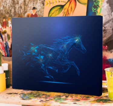 Paarden schilderij op canvas renning geometrisch paard - TenStickers