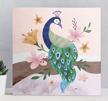 Pauwenbloesem Canvas schilderij vogels - TenStickers