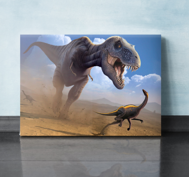 T-rex jacht Canvas schilderij dinosaurus - TenStickers