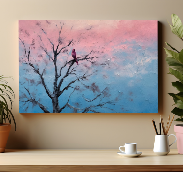 Vogel in een boom Canvas schilderij kunst - TenStickers