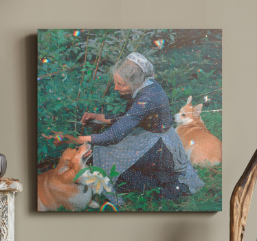 Vrouw met corgi's Canvas schilderij hond - TenStickers