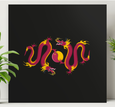 Vurige drakendans Canvas schilderij libellen - TenStickers