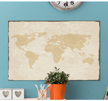 Wereldkaart canvas schilderij Vintage wit en beige - TenStickers