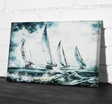 Zeilboten op zee Canvas schilderij eetkamer - TenStickers