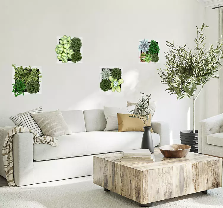 3D muursticker woonkamer met verticale tuintegels - TenStickers