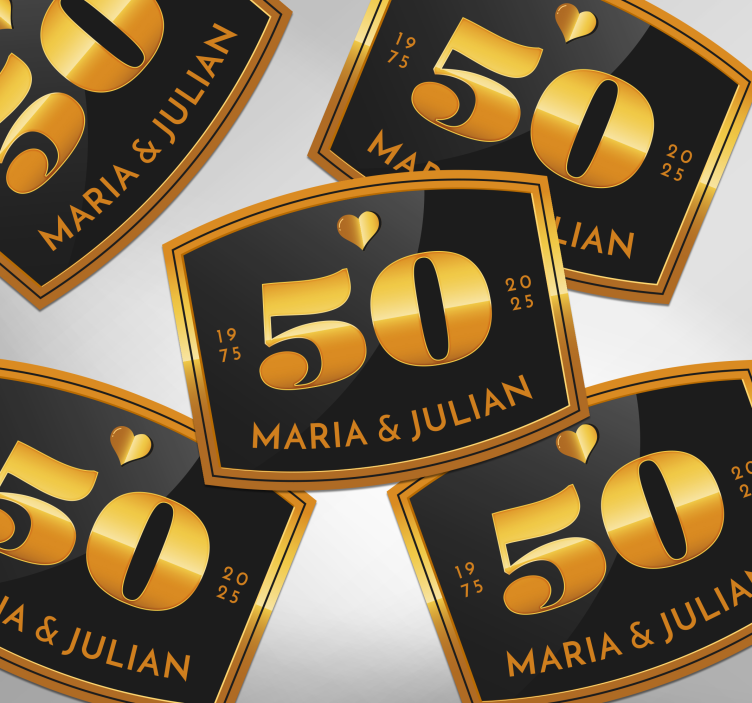 50-jarig jubileum met namen sticker bruiloft - TenStickers