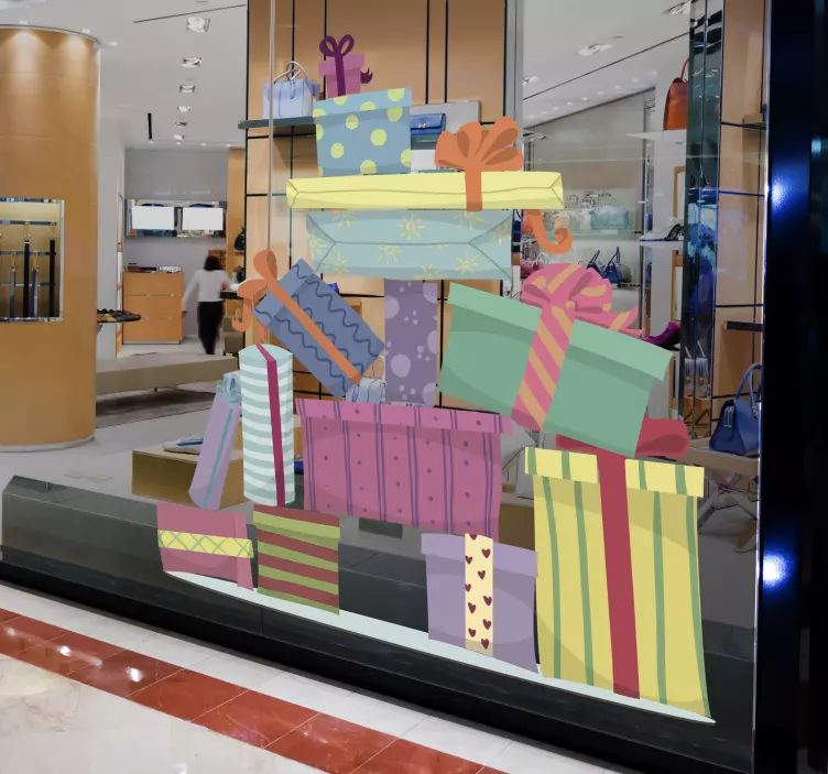 Berg van geschenken muursticker - TenStickers