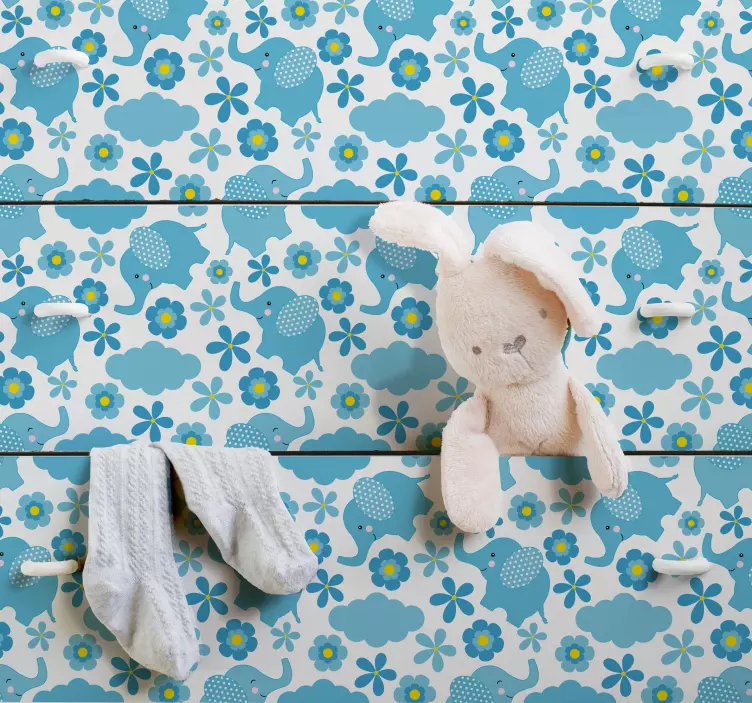 Muurstickers kinderkamer blauwe olifantjes - TenStickers