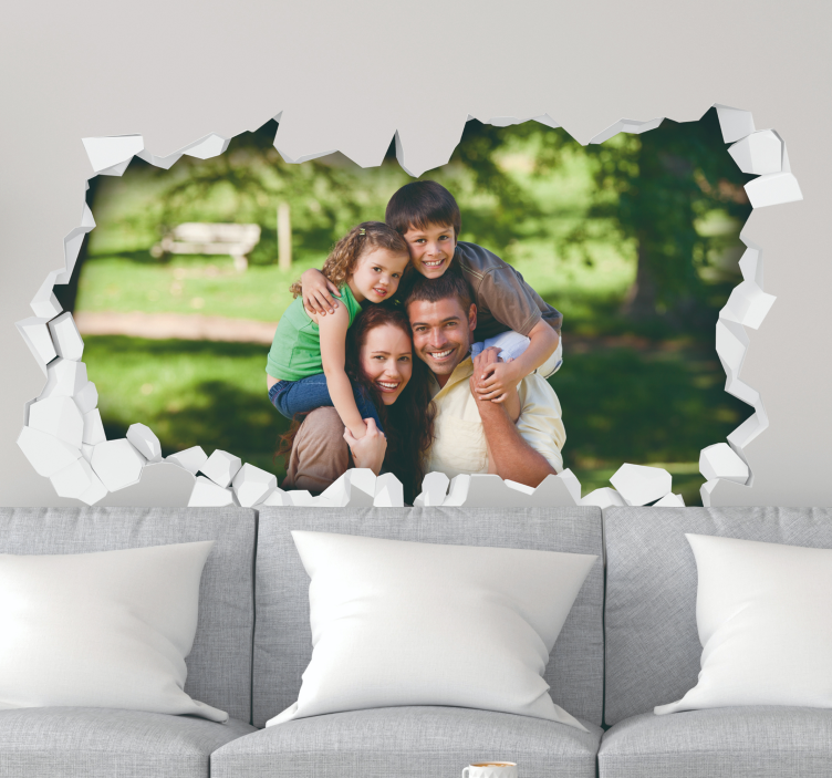 3D muursticker woonkamer met foto gepersonaliseerd - TenStickers