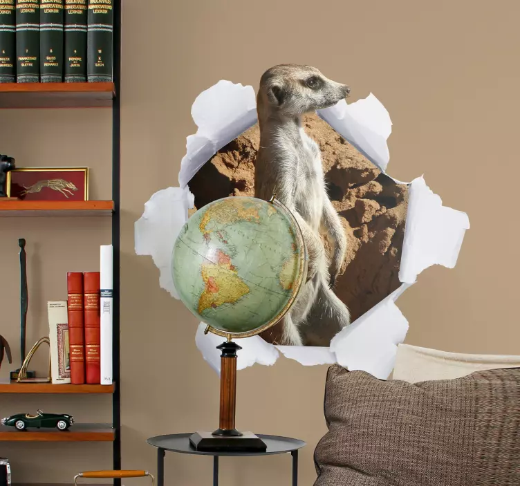 Decoratie stokstaartje 3D - TenStickers