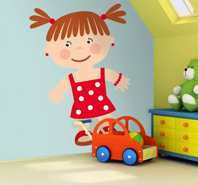 Sticker tekenning meisje kleedje - TenStickers