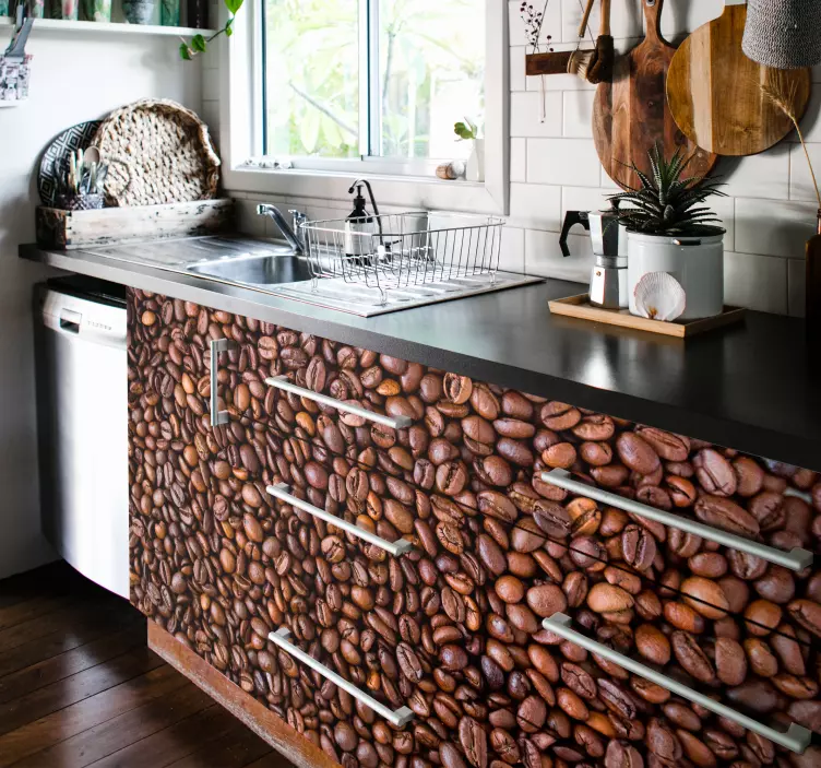 Muursticker koffiebonen plaatje - TenStickers