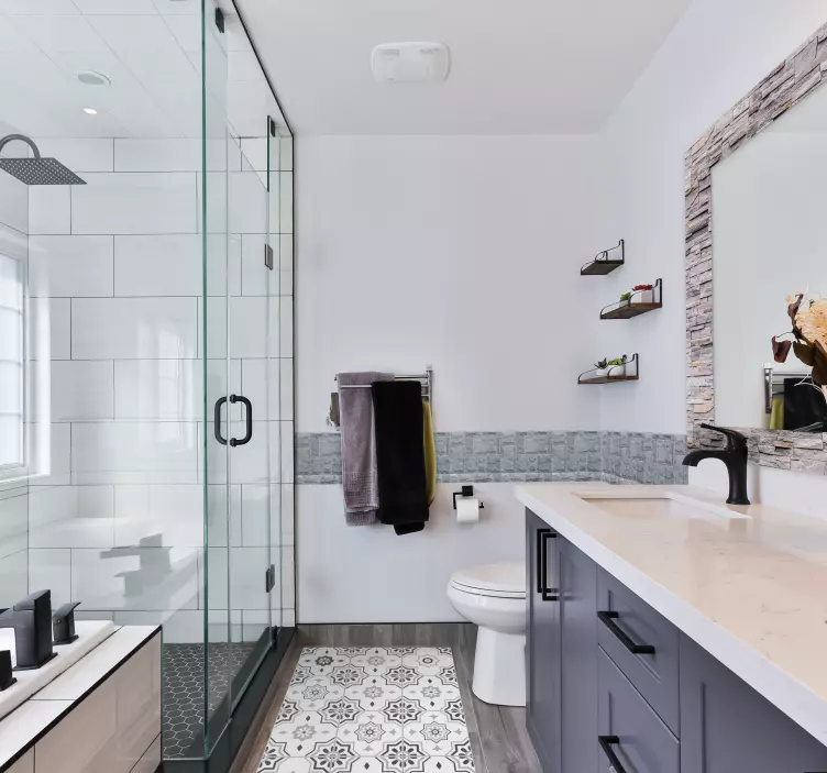 Spiegel frame steen textuur zelfklevende spiegelsticker - TenStickers