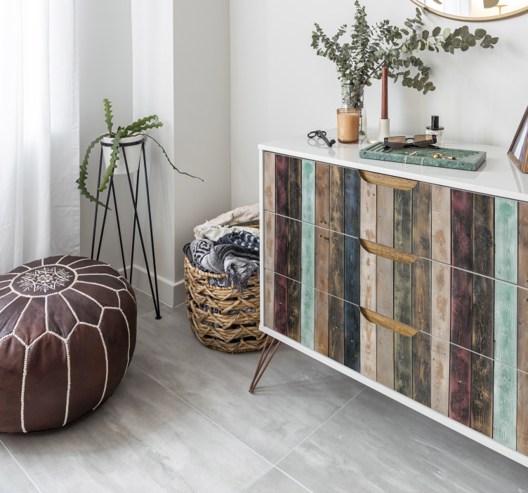 Kleurrijke geschilderde verticale planken meubelfolie - TenStickers
