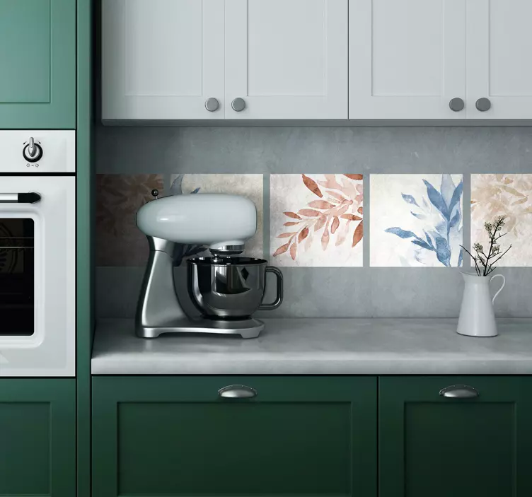 Bloemen aquarelpatroon tegelsticker - TenStickers