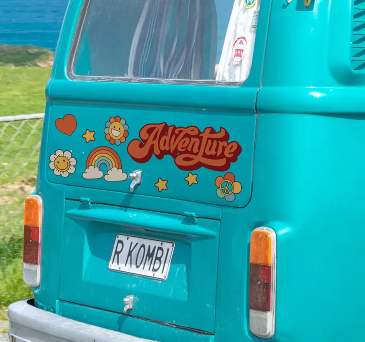 Adventure camper sticker vrolijke stijl - TenStickers