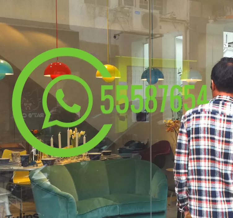 Etalage sticker gepersonaliseerde WhatsApp - TenStickers