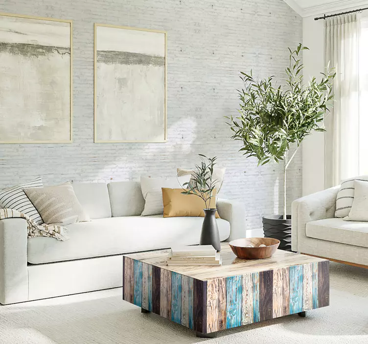 Muurstickers slaapkamer blauw geschilderd hout - TenStickers