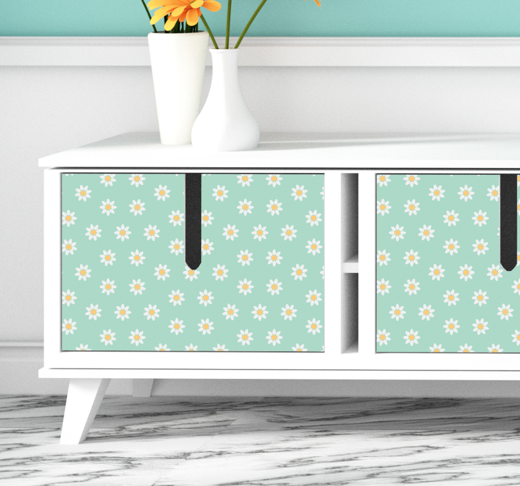 Meubelstickers madeliefjes patroon - TenStickers