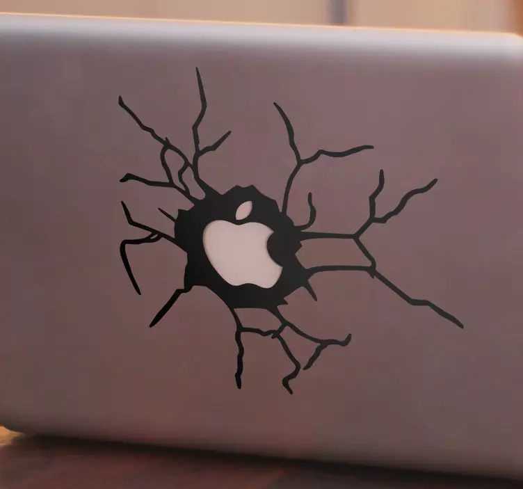 Apple muur gebroken laptop sticker - TenStickers