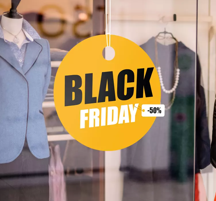 Sticker rond kortingskaartje black friday - TenStickers