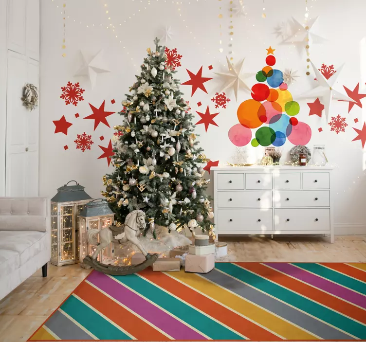 Muursticker Kerstboom Kleuren - TenStickers