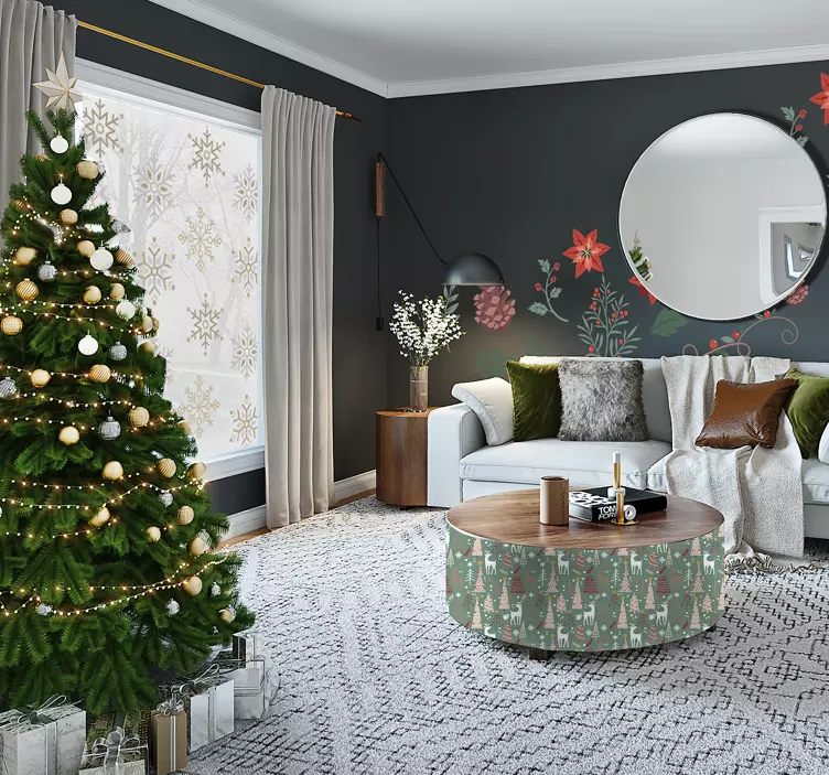 Raamsticker gouden sneeuwvlokken set - TenStickers