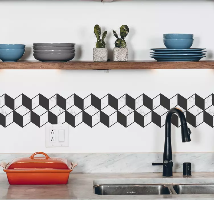 Rand sticker zwart wit geometrisch - TenStickers