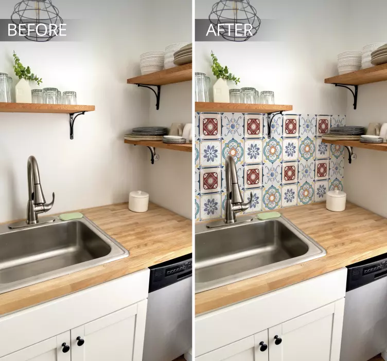 Tegelstickers keuken cementstijl - TenStickers