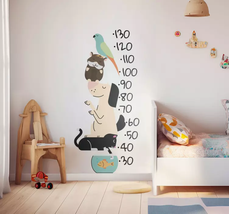 Dieren groeimeter sticker voor kinderkamer - TenStickers