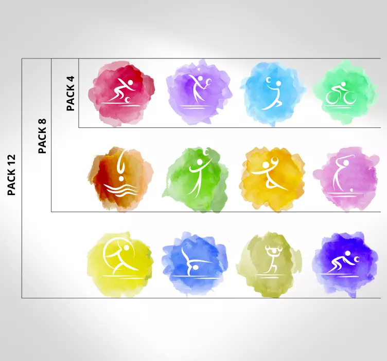 Sport sticker kleurrijke atletische iconen - TenStickers