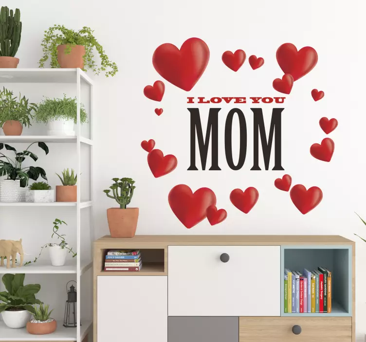 Muursticker I love you mom hartjes - TenStickers