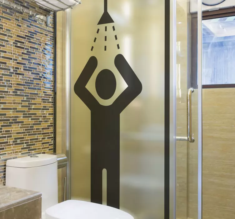 Douchewand badkamer sticker douchende mens - TenStickers