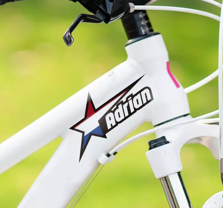 Fiets sticker met Nederlandse vlag met naam - TenStickers