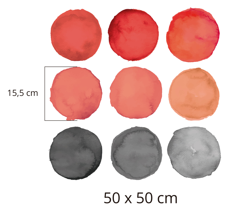 Grijze cirkels en pantone koraal muursticker - TenStickers