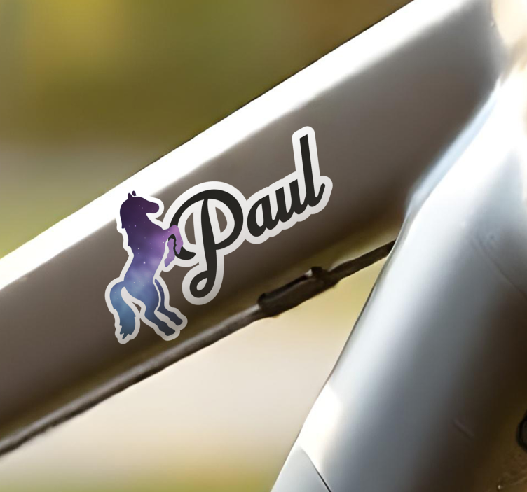 Stijgerend Paard Fiets naamsticker - TenStickers