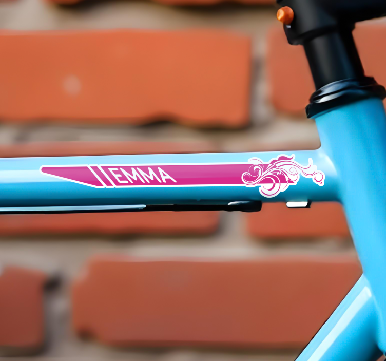 Roze elegant Fiets naamsticker - TenStickers