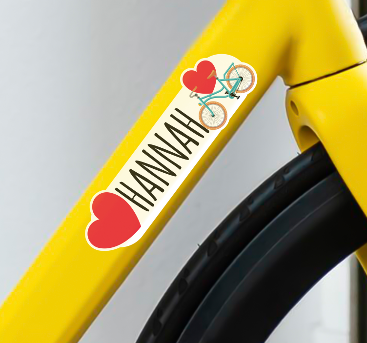 Twee harten fiets Fiets naamsticker - TenStickers
