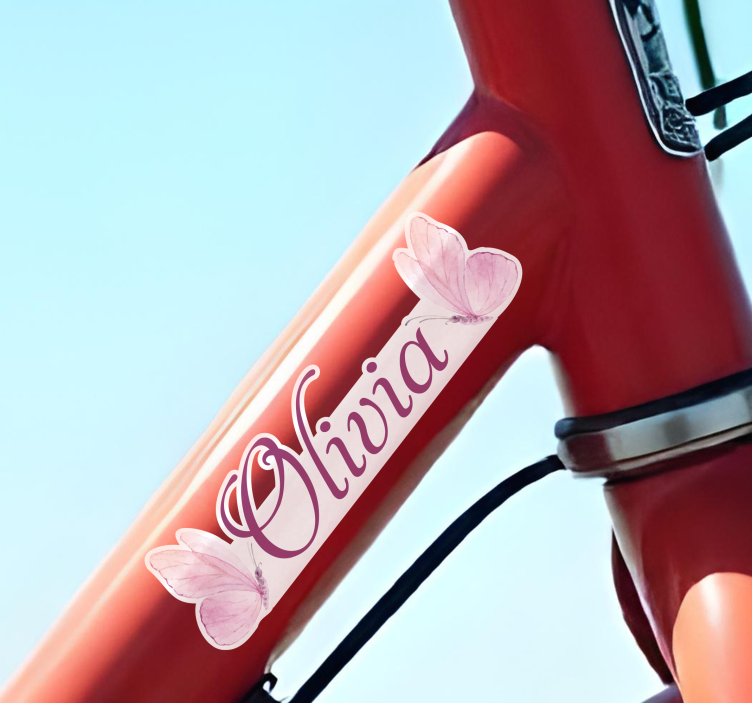 Blije vlinder Fiets naamsticker - TenStickers