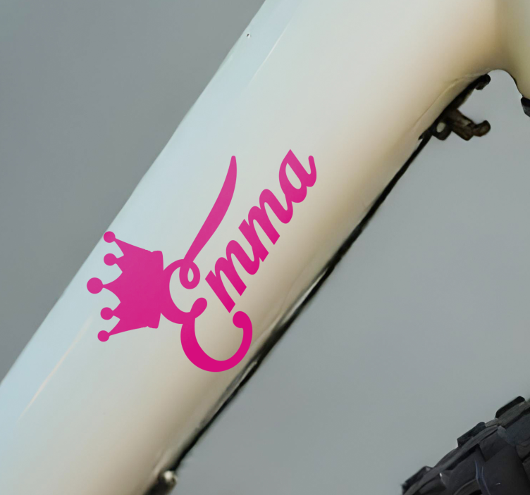 Roze kroon Fiets naamsticker - TenStickers