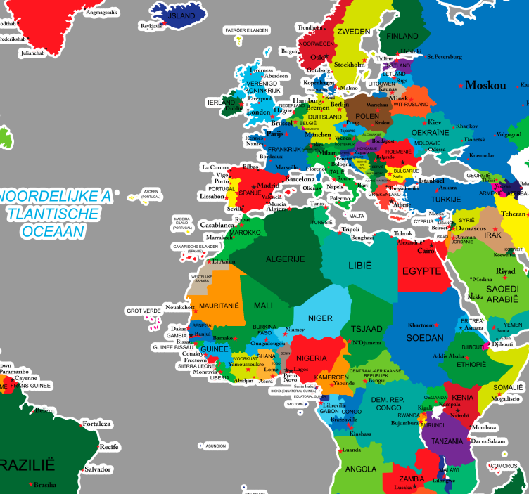 Kleurrijke nederlandse wereldkaart sticker - TenStickers