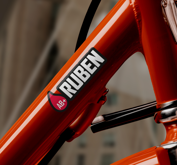 Vlag met naam bloedgroep fiets sticker - TenStickers